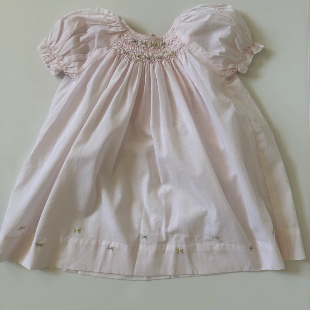 Petit Ami Pale Pink Smocked Baby Dress